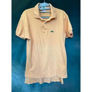 Vintage 80s Lacoste Collection by Izod Peach Polo Shirt Crocodile Logo Size‎ M